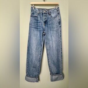 NWT superdown Light Blue High Rise Straight Leg Cuffed Jeans Size‎ 27